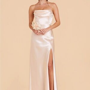 Birdy Grey Strapless Satin Dress in Cream